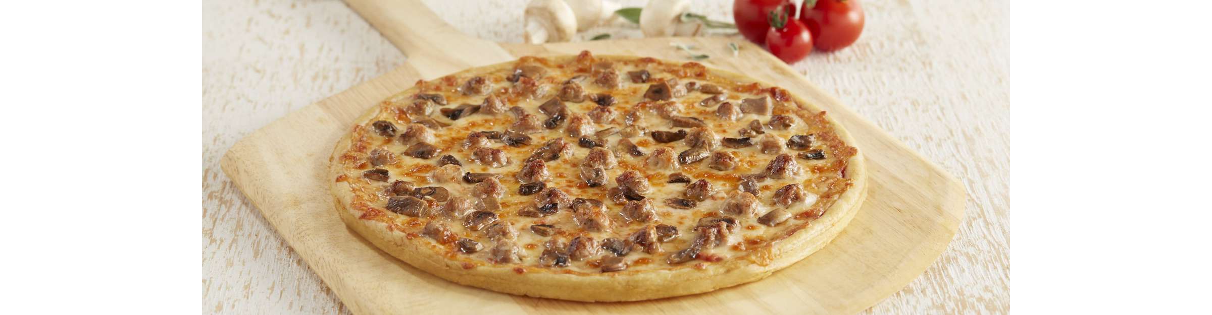 suasage & mushroom pizza that Safety Manager Luke Likes